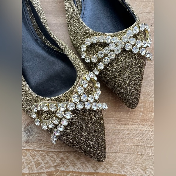 New Larroudé Lee Crystal-Embellished Lurex Flats Women’s Size 7.5 - Picture 5 of 10